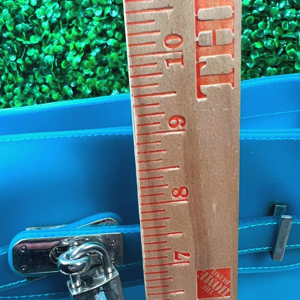 Jelly Tote Blue Green Transparent Purse With Lock and Keys - Picture 11 of 11